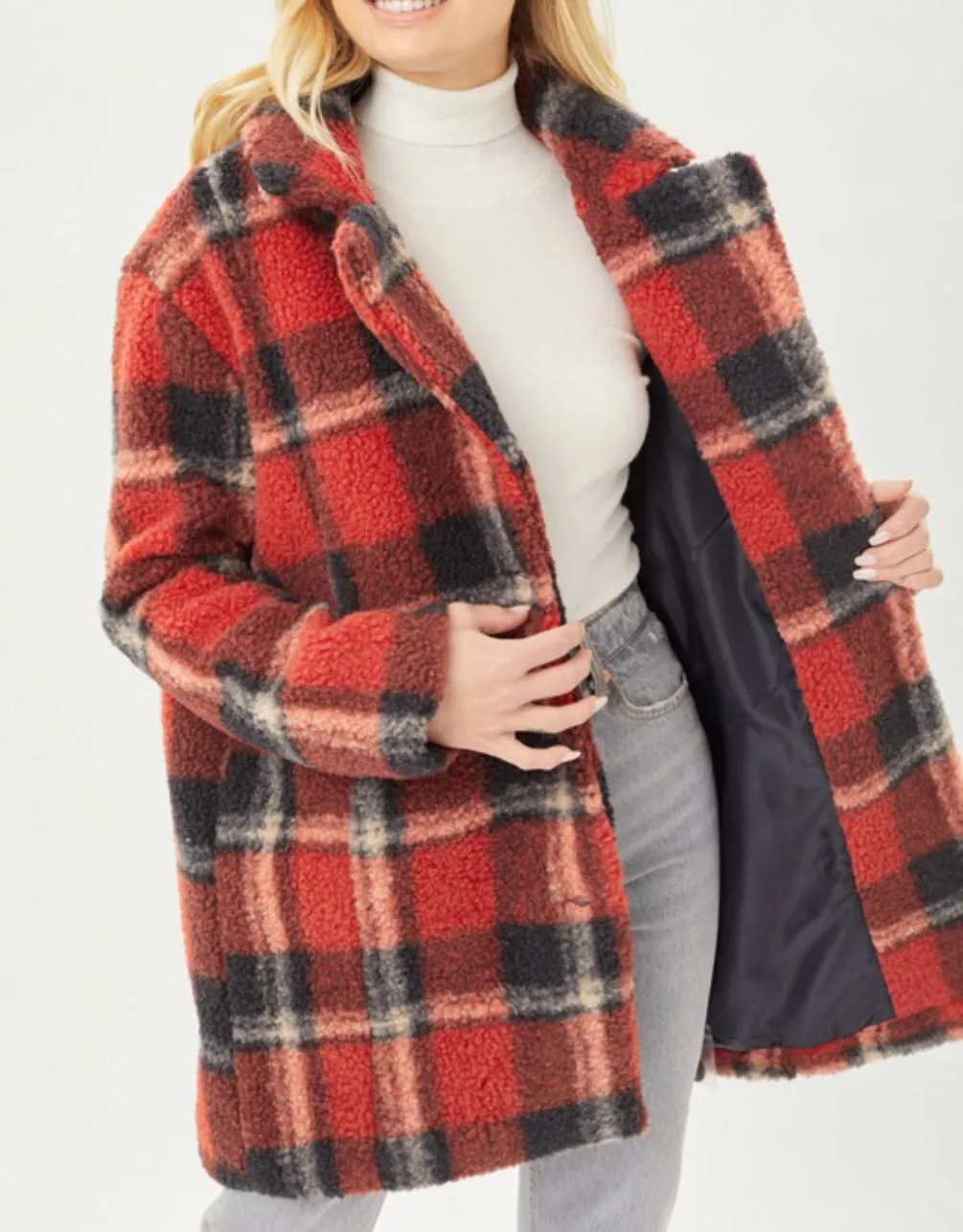 Seattle Plaid Teddy Coat