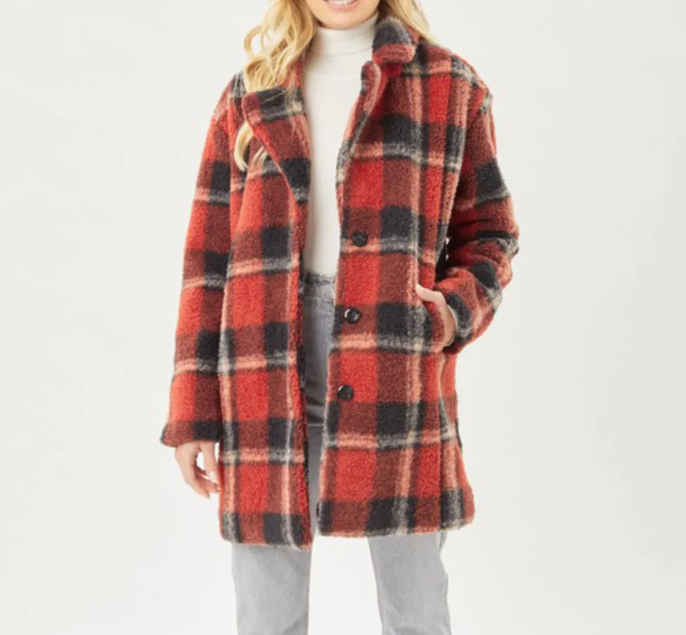 Seattle Plaid Teddy Coat