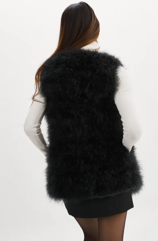 SELMA FEATHER VEST - BLACK