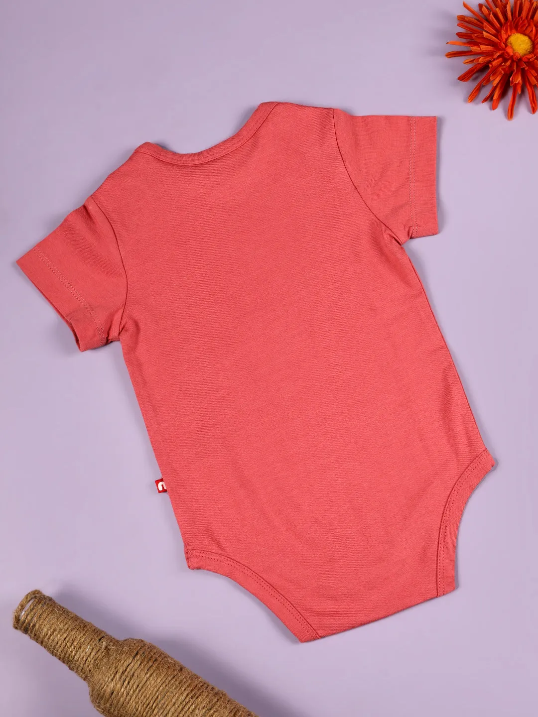 Short Sleeve Lap Shoulder Pink Bodysuit For Baby Girl