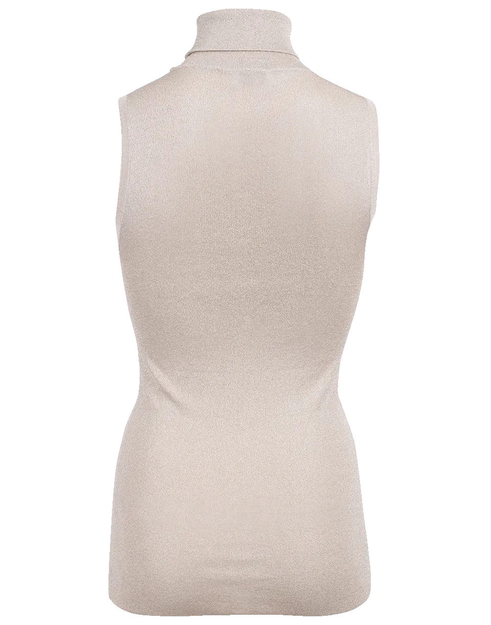 Sleeveless Lurex Turtleneck