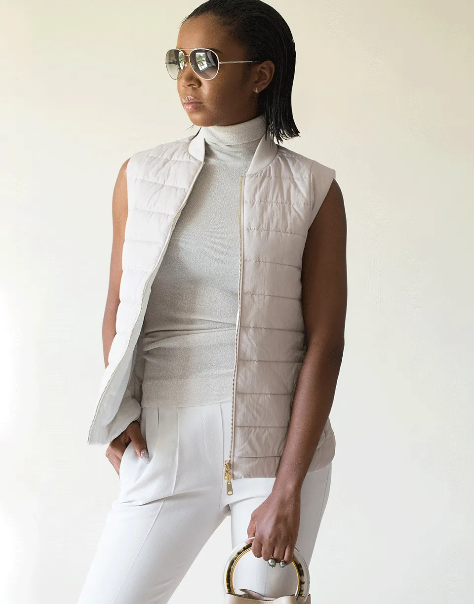 Sleeveless Lurex Turtleneck