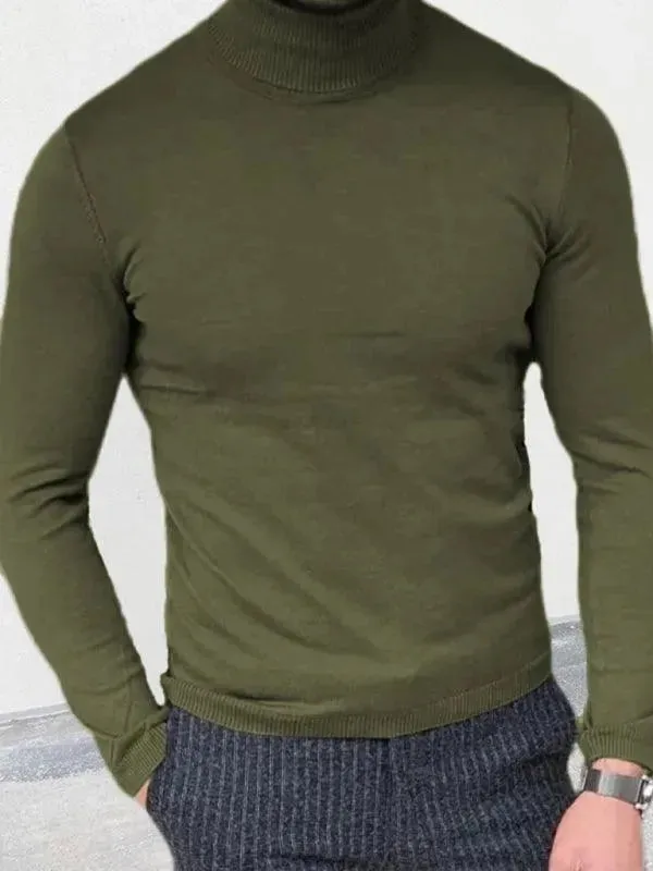 Slim Fit Knit Pullover Men Turtleneck Sweater