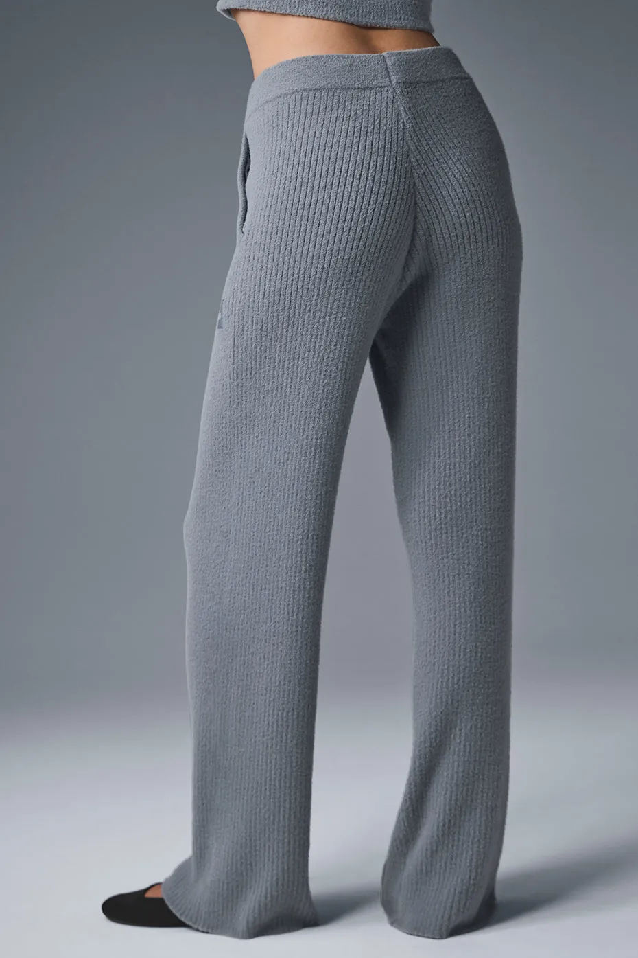 Snuggle Up Sweater High-Waist Wide Leg Pant - Steel Grey