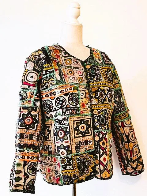 Specialty Collection: Embroidered Short Jacket Fully Reversible. (Black)