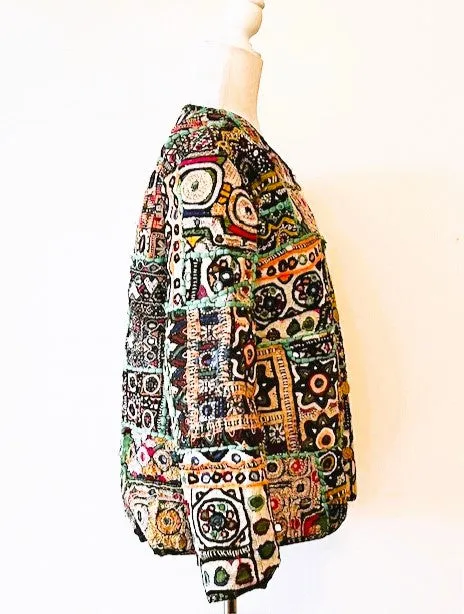 Specialty Collection: Embroidered Short Jacket Fully Reversible. (Black)