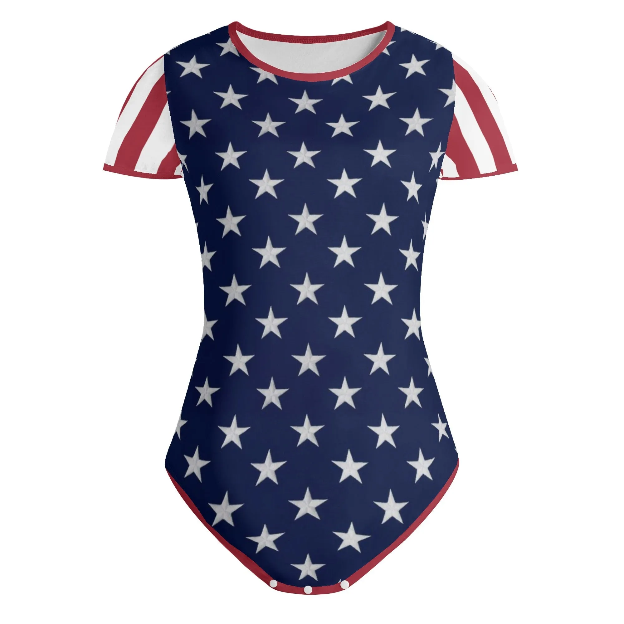 Stars and Stripes Bodysuit for Women - Flag Inspired Stars First