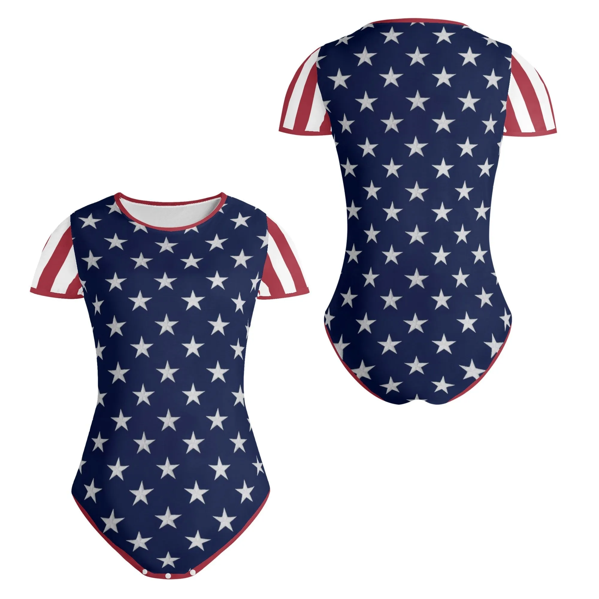 Stars and Stripes Bodysuit for Women - Flag Inspired Stars First