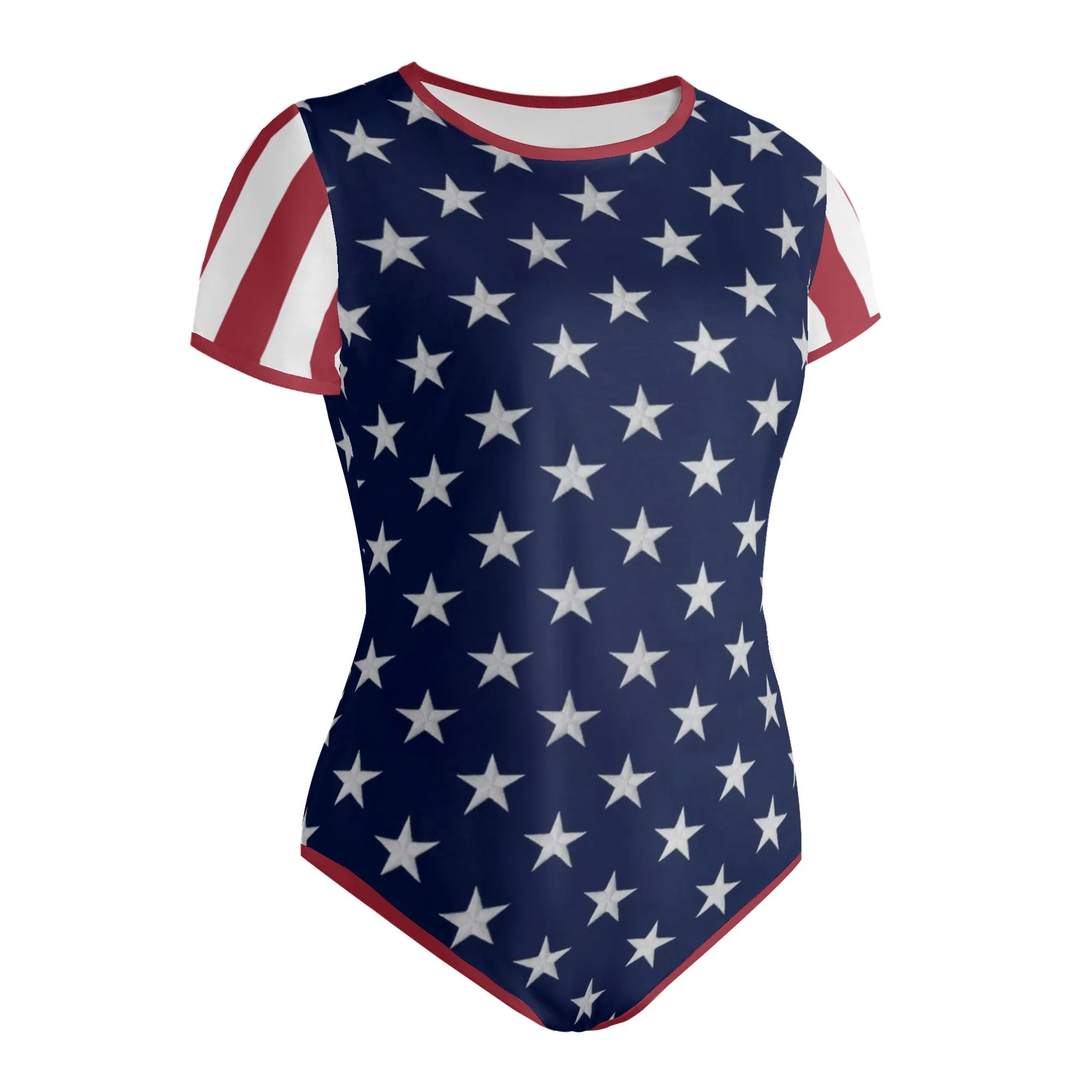 Stars and Stripes Bodysuit for Women - Flag Inspired Stars First