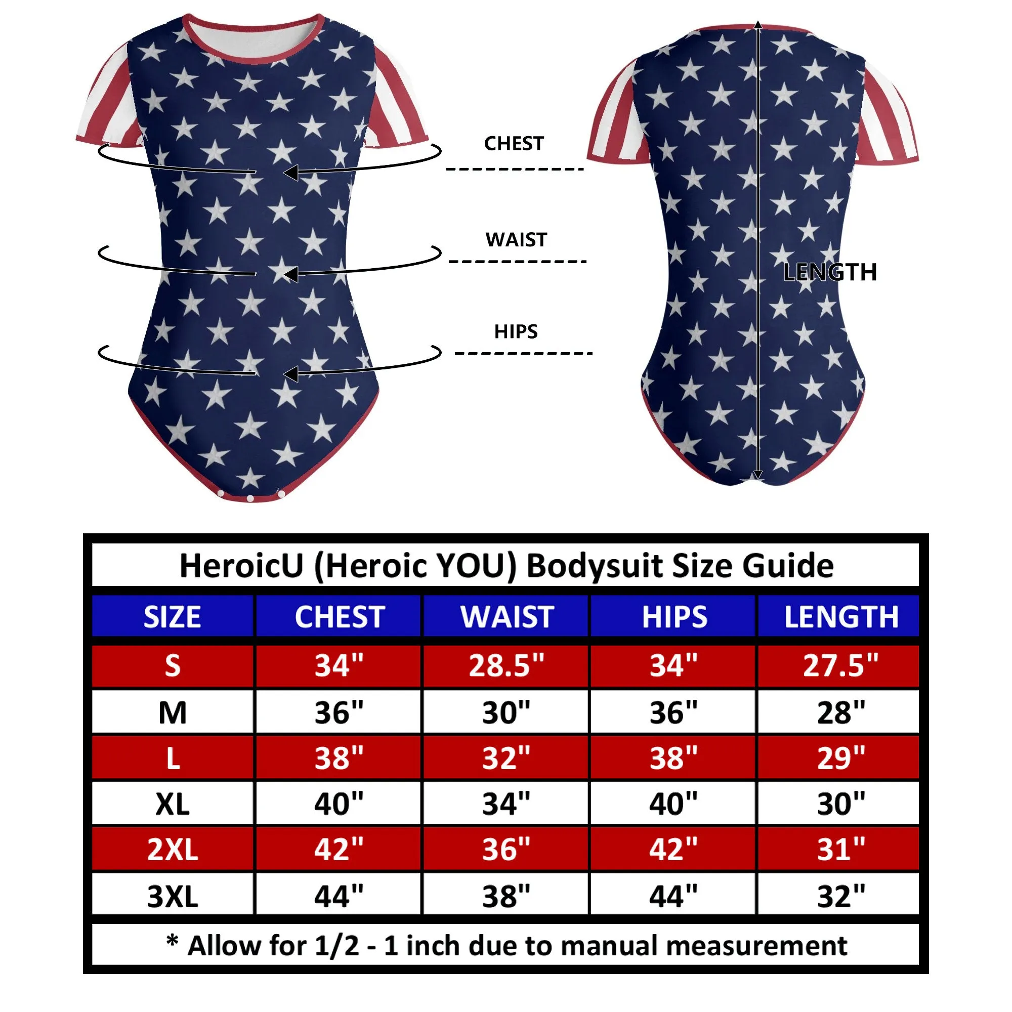 Stars and Stripes Bodysuit for Women - Flag Inspired Stars First
