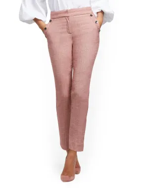 Tall Button-Accent High-Waist Ankle Pant - 7th Avenue