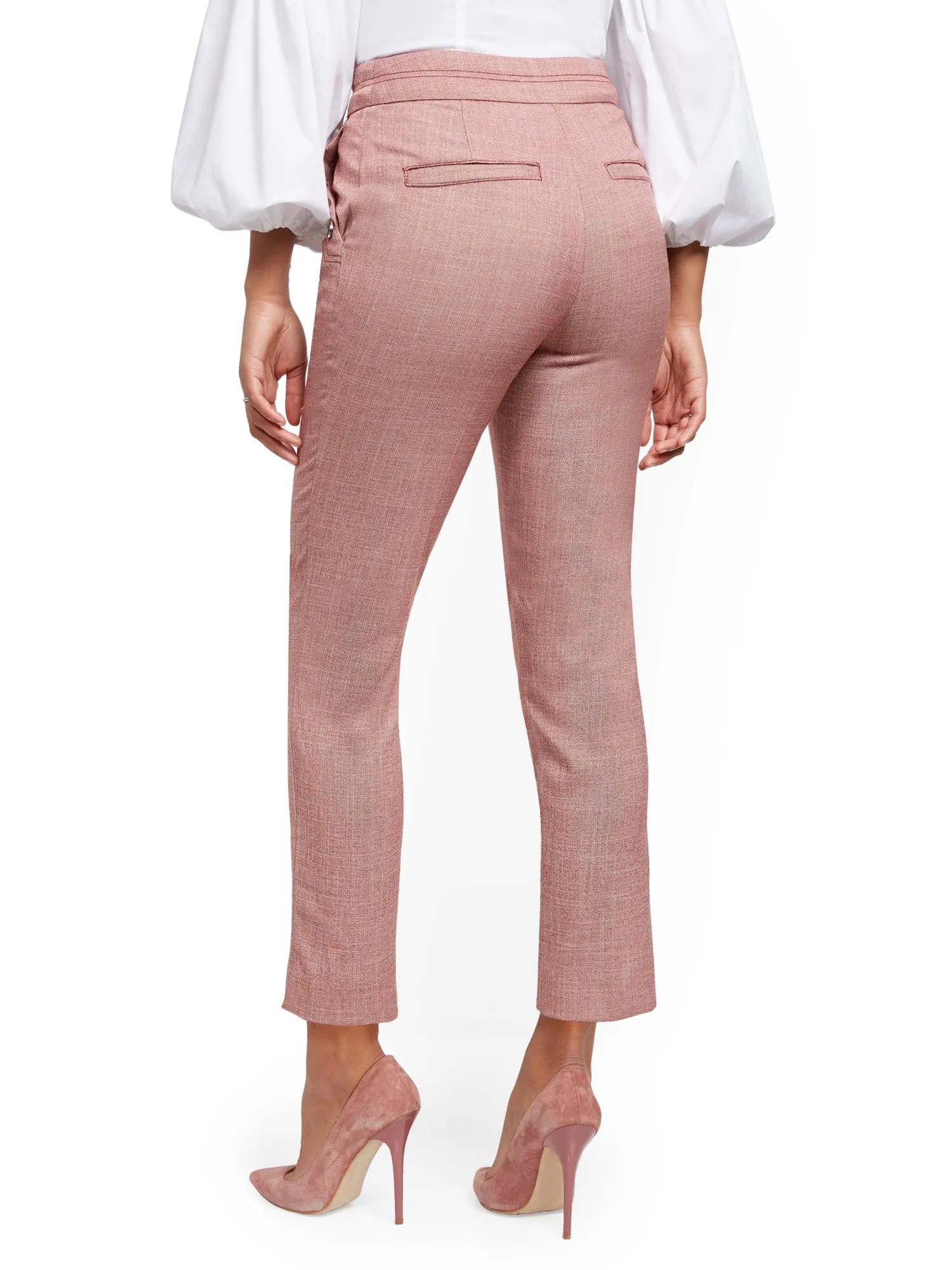Tall Button-Accent High-Waist Ankle Pant - 7th Avenue
