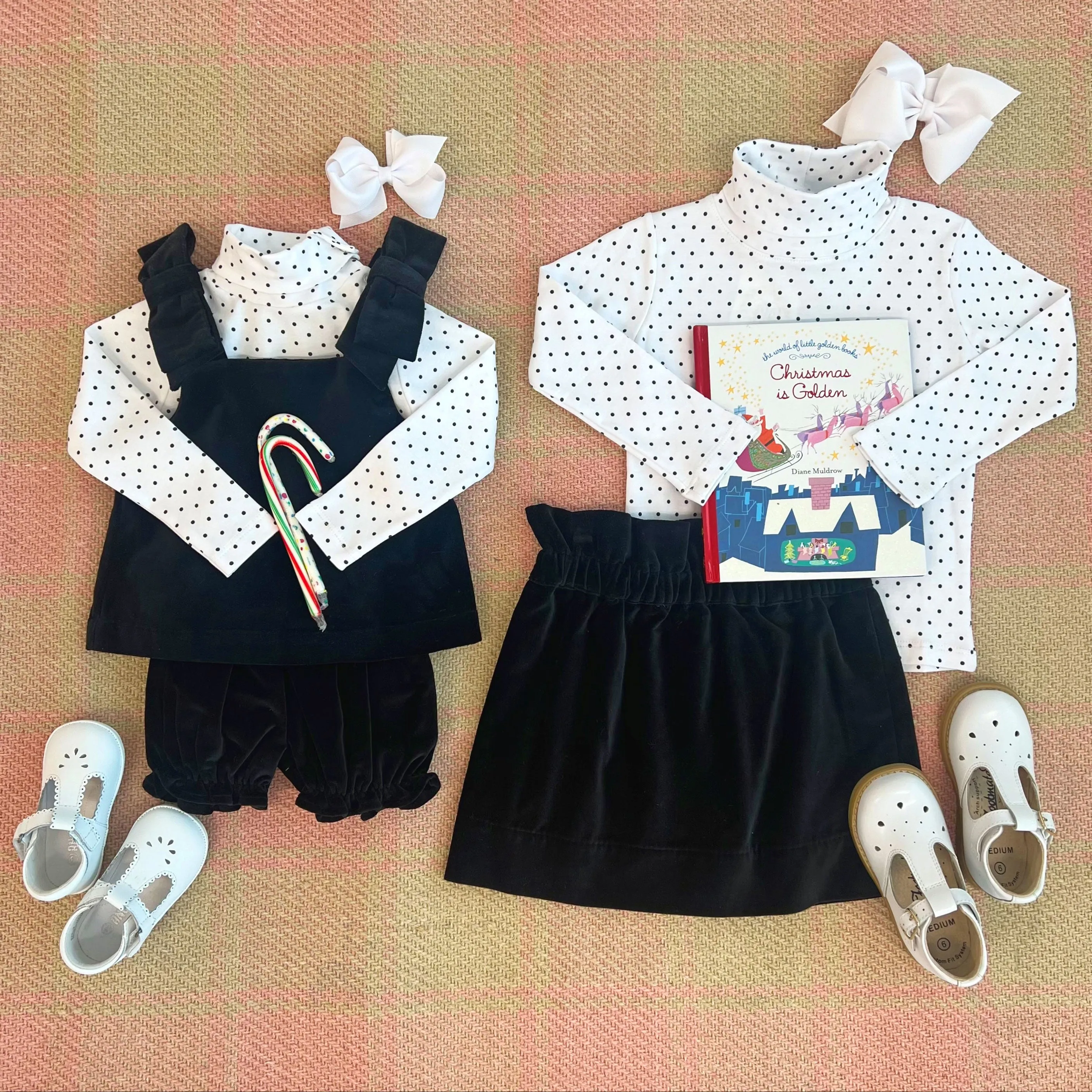 Tatum's Turtleneck & Onesie- Worth Avenue White with Newport Night Microdot