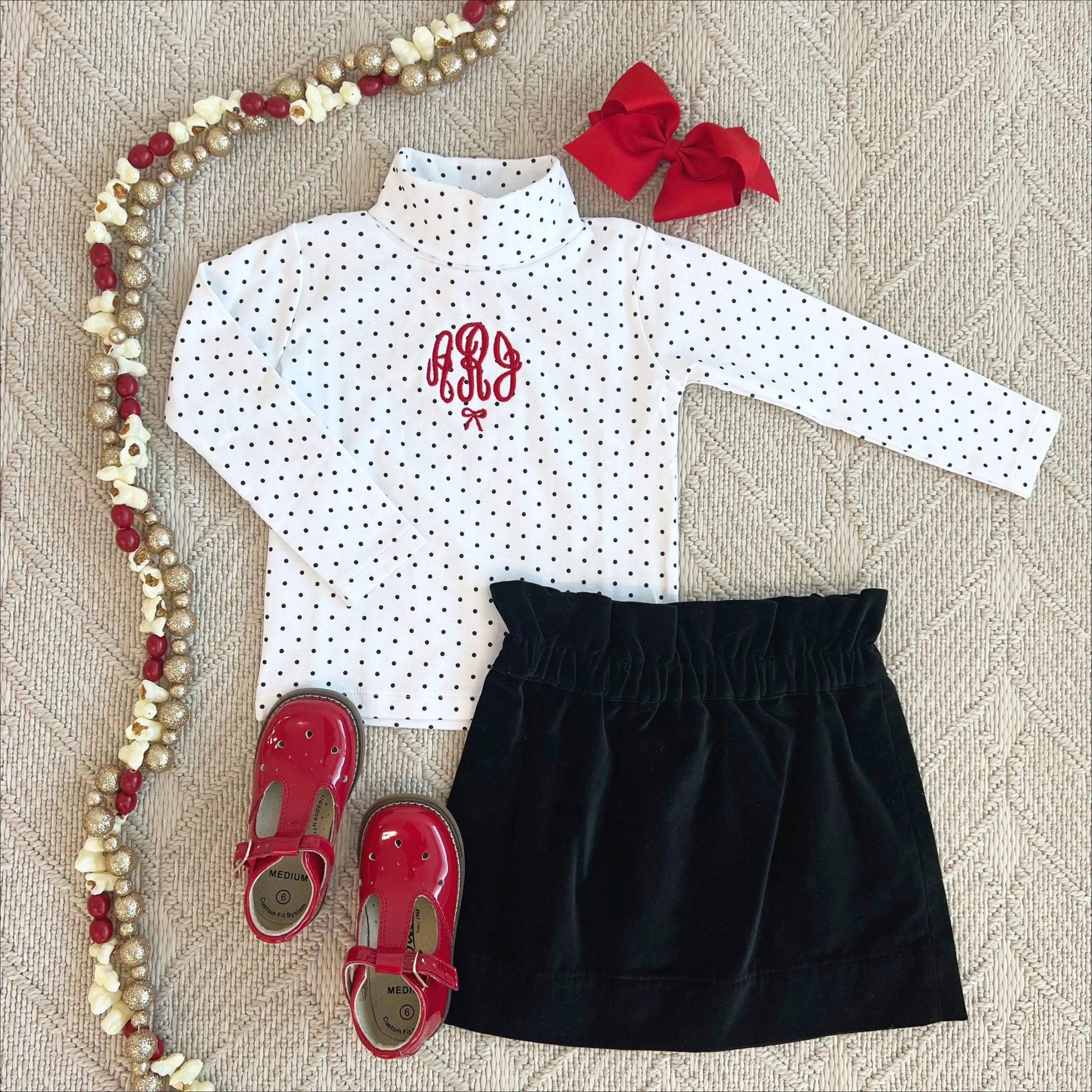 Tatum's Turtleneck & Onesie- Worth Avenue White with Newport Night Microdot