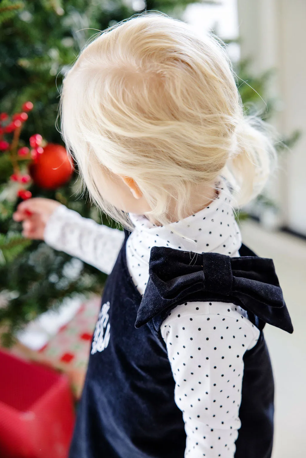 Tatum's Turtleneck & Onesie- Worth Avenue White with Newport Night Microdot
