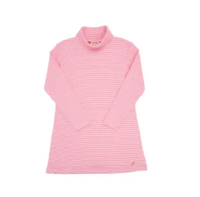 Tatum`s Turtleneck Dress- Romany Rose Stripe/ Metallic Gold