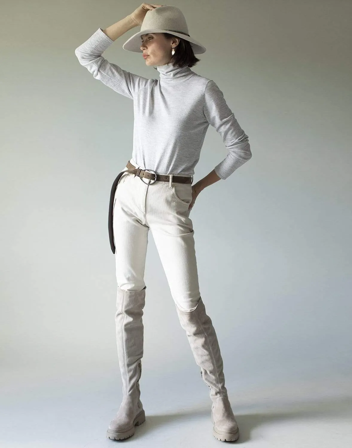 Textured Lurex Cashmere Turtleneck Top