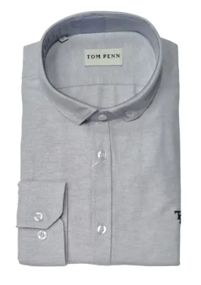 Tom Penn Long Sleeve Oxford Casual Shirt 330 - Silver