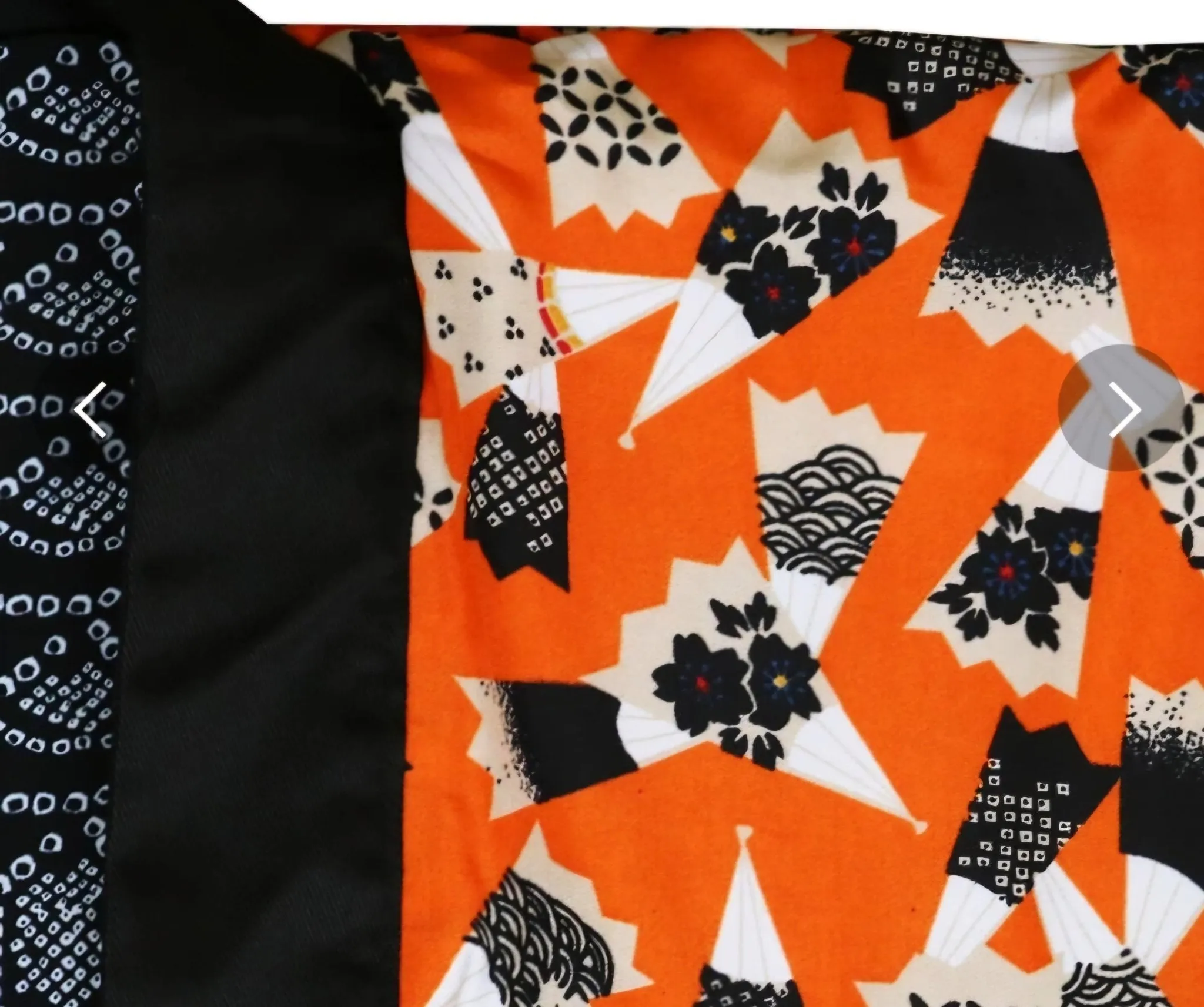 Traditional Japanese reversible Hanten coat - traditional dots and fans print