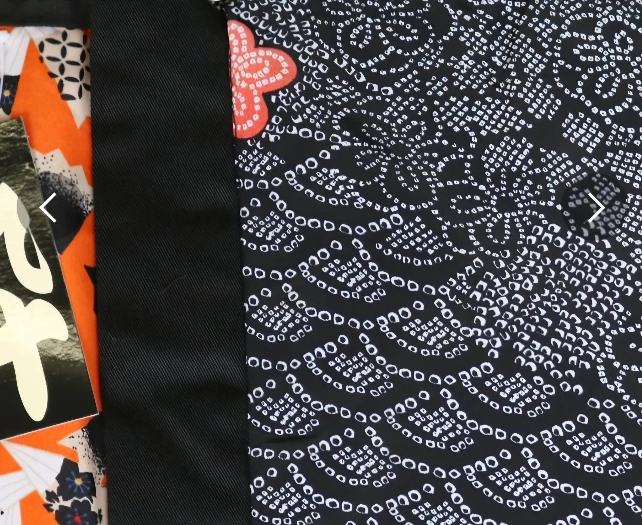 Traditional Japanese reversible Hanten coat - traditional dots and fans print