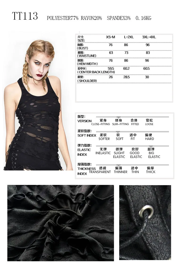 TT113 Summer punk women broken holes vest