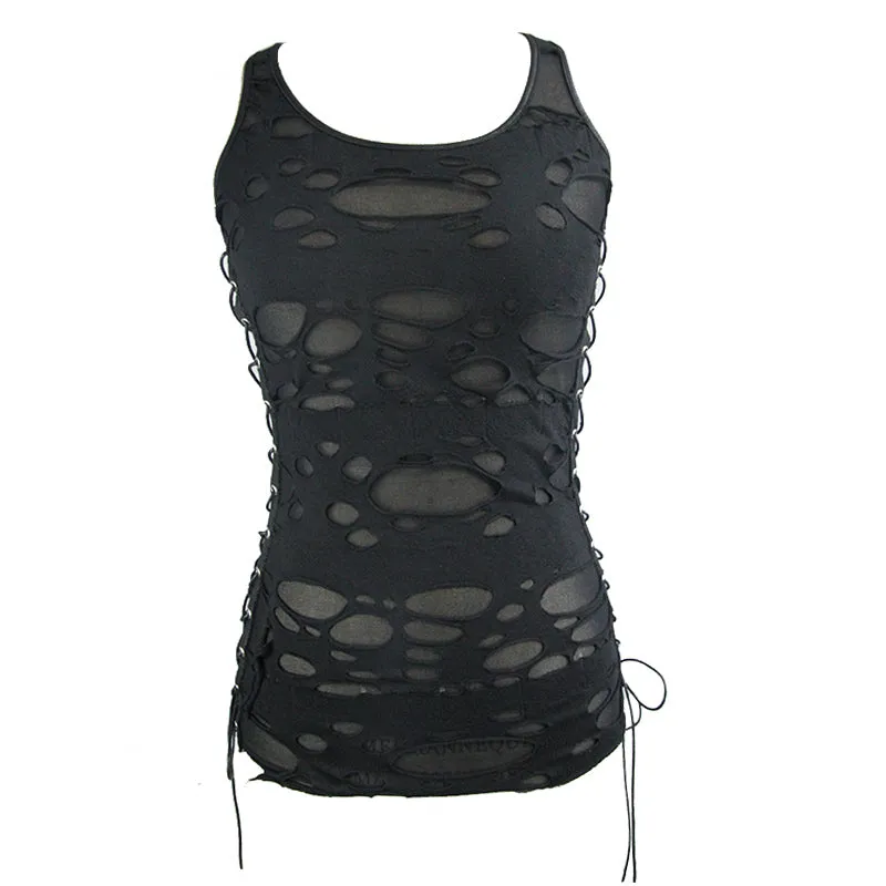 TT113 Summer punk women broken holes vest