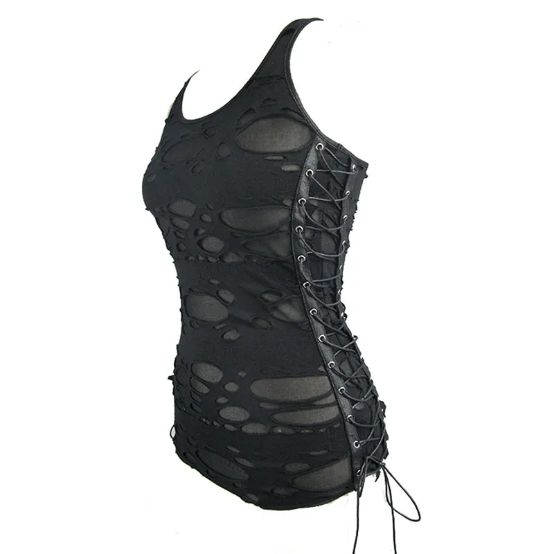 TT113 Summer punk women broken holes vest