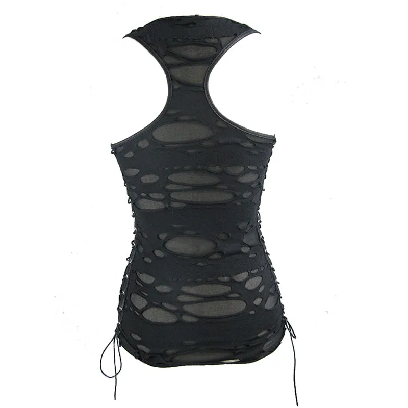 TT113 Summer punk women broken holes vest