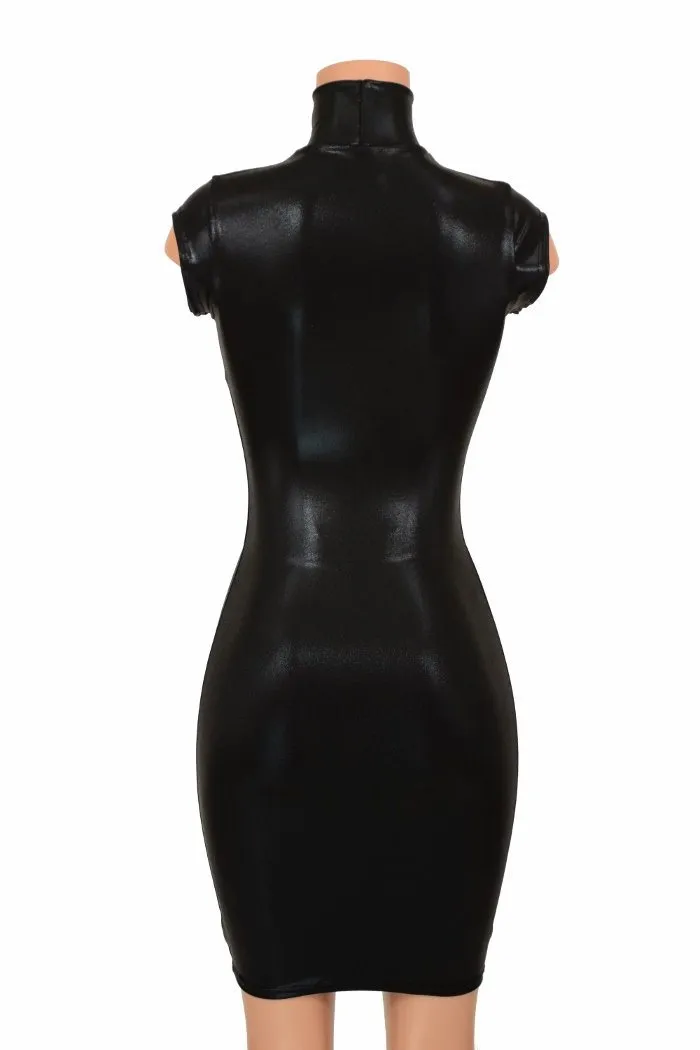 Turtle Neck Mini Cap Sleeve Dress