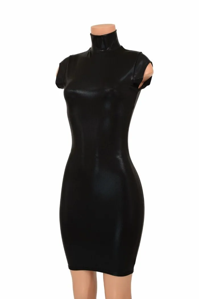 Turtle Neck Mini Cap Sleeve Dress