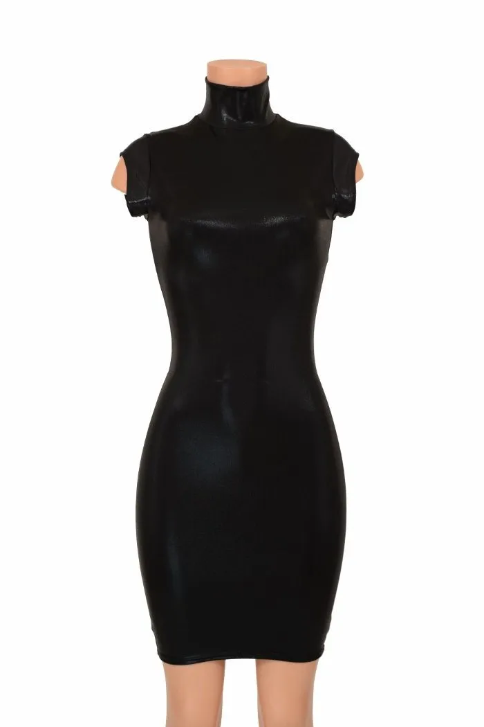 Turtle Neck Mini Cap Sleeve Dress
