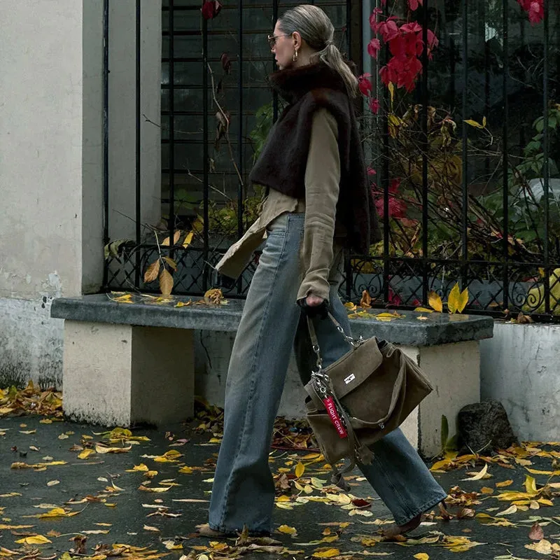 Turtleneck Faux Fur Sleeveless Jacket