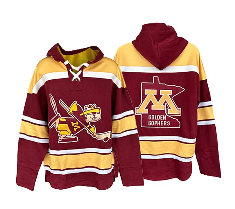 University of Minnesota Golden Gophers Official Hockey Embroidered Lace Hoody IN STOCK 3/15