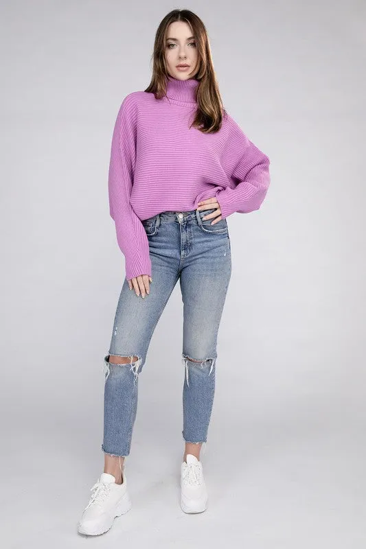 Up Top Viscose Dolman Sleeve Turtleneck Sweater