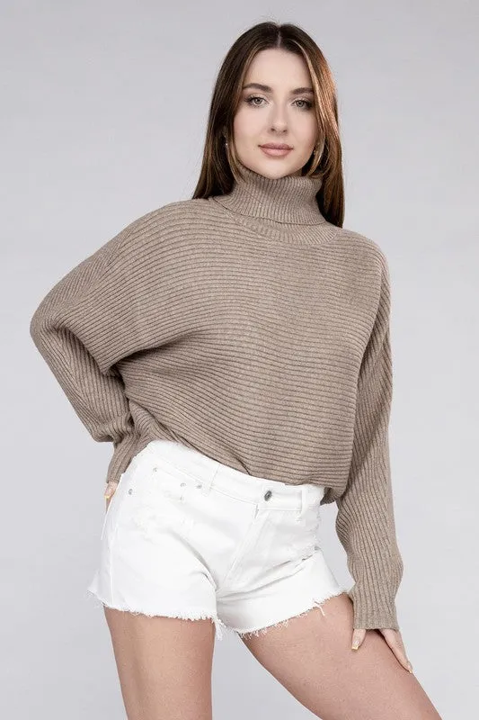Up Top Viscose Dolman Sleeve Turtleneck Sweater