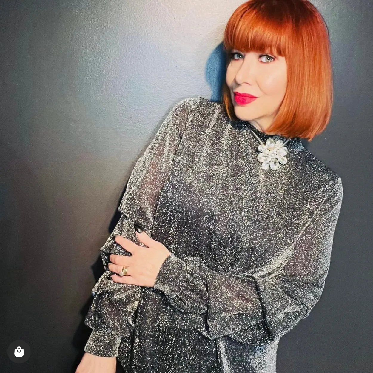 Vintage 1990s Silver Metallic Pullover Blouse