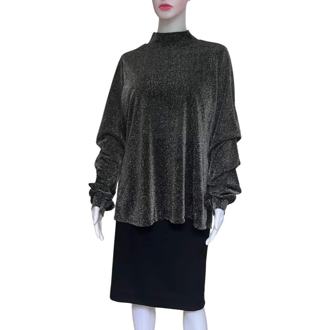 Vintage 1990s Silver Metallic Pullover Blouse