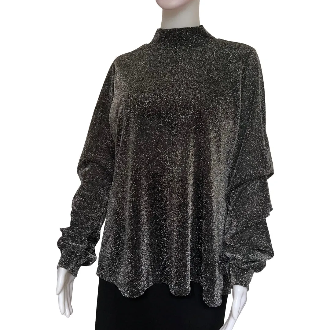 Vintage 1990s Silver Metallic Pullover Blouse