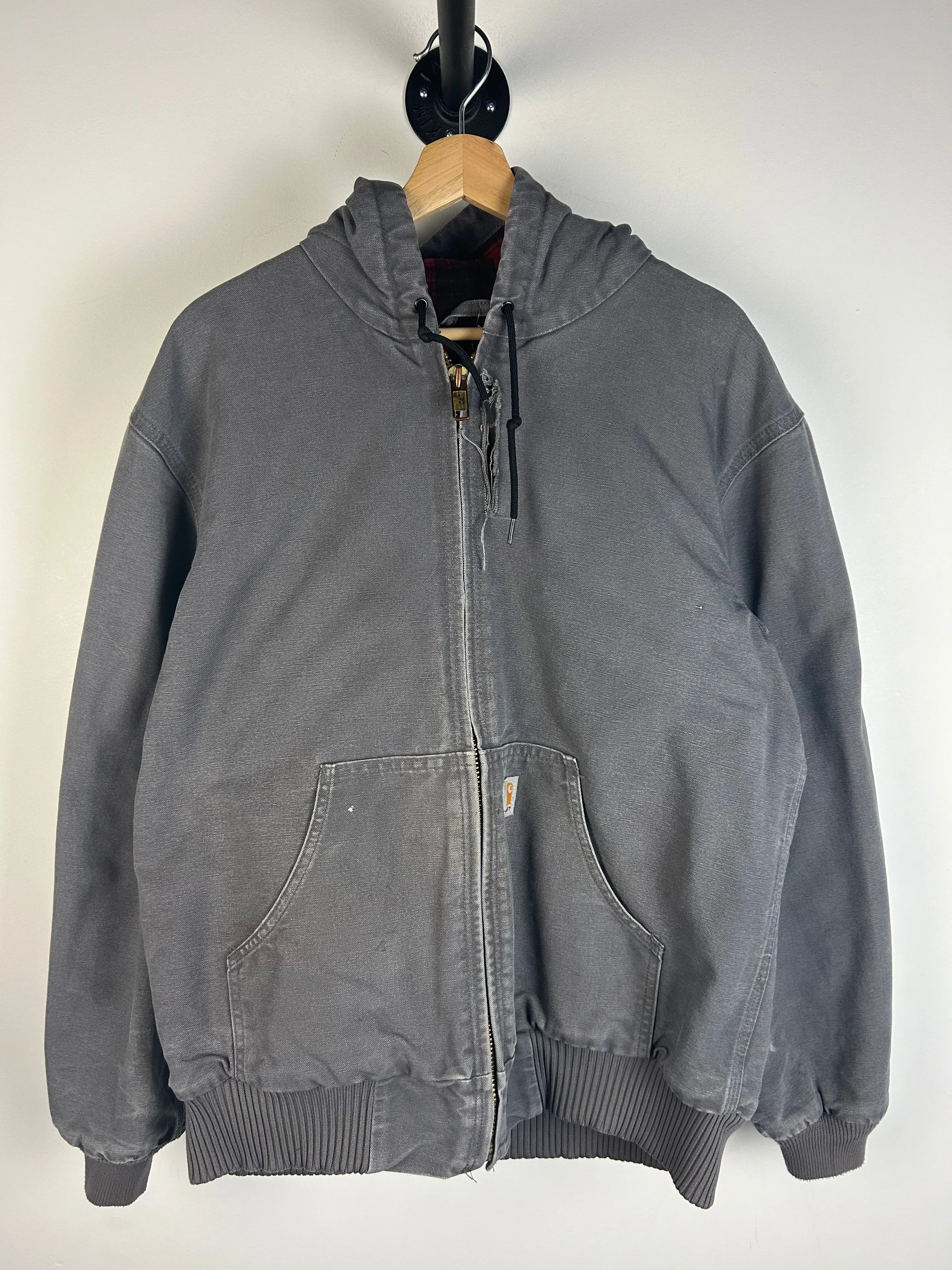Vintage Carhartt Active Hooded Blanket Lined Grey Jacket 101074035