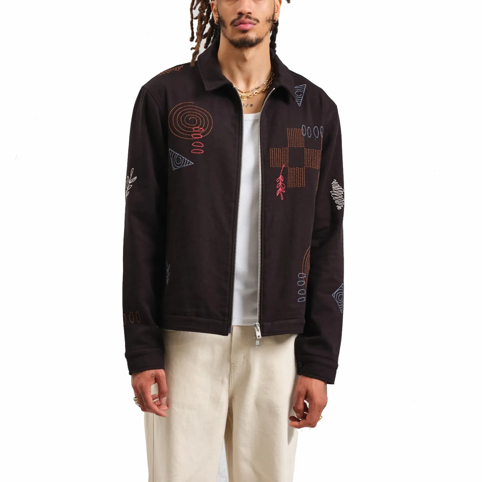 Wax London Eldon Doodle Embroidered Cotton Jacket (Black)