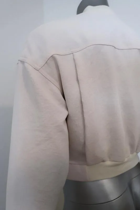 Wilfred Cropped Bomber Jacket Cream Polyester Size Small
