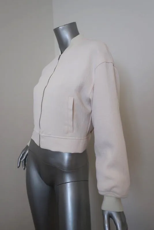 Wilfred Cropped Bomber Jacket Cream Polyester Size Small
