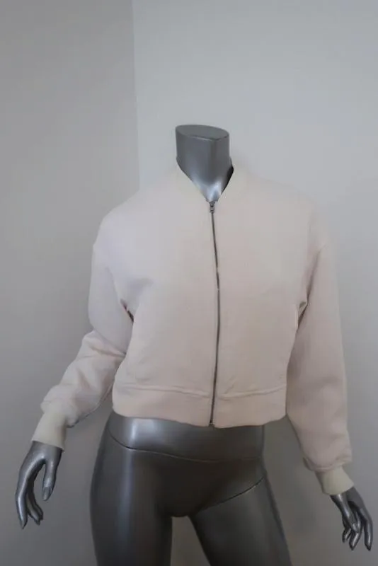 Wilfred Cropped Bomber Jacket Cream Polyester Size Small