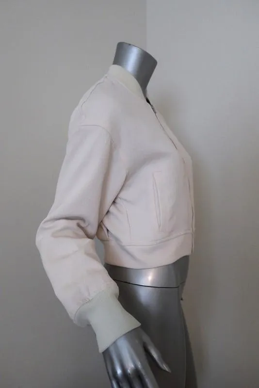 Wilfred Cropped Bomber Jacket Cream Polyester Size Small
