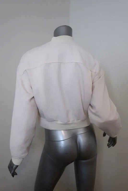 Wilfred Cropped Bomber Jacket Cream Polyester Size Small