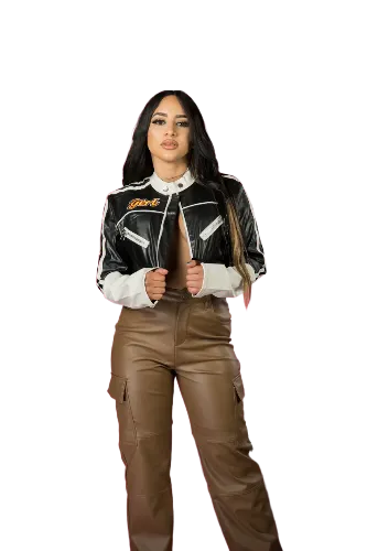 Women's Cropped Moto Biker Street Style Jacket