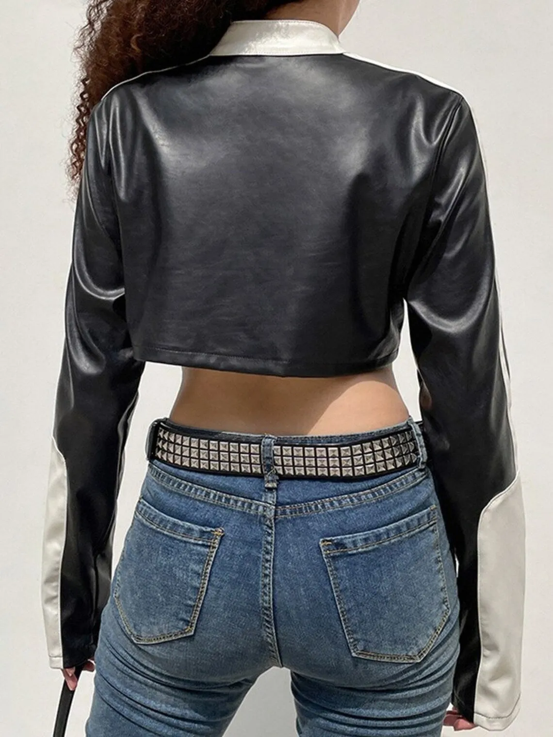 Women's Cropped Moto Biker Street Style Jacket