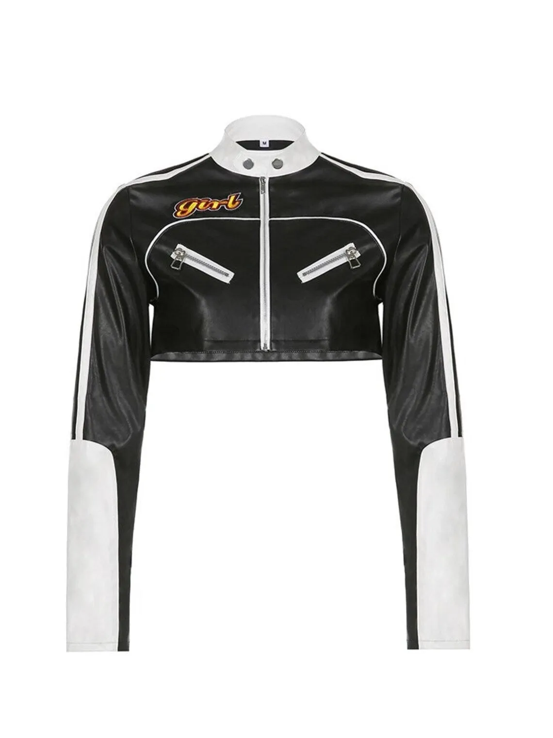 Women's Cropped Moto Biker Street Style Jacket
