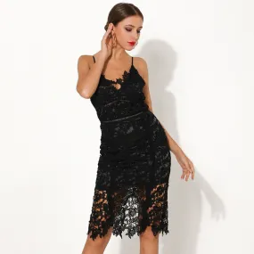 Women's Off-Shoulder V-Neck Lace Dress
