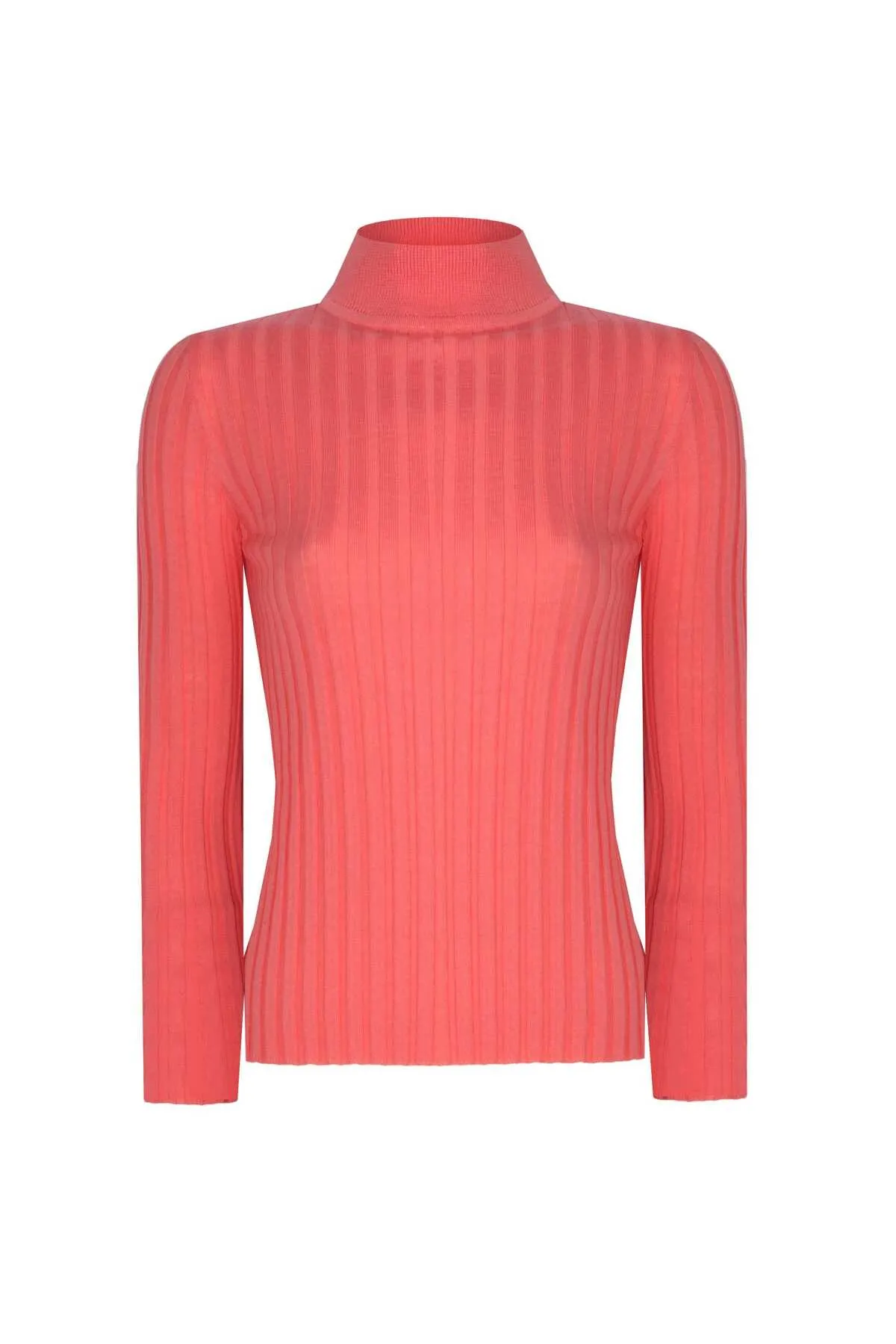 Wool Blended Mock Neck Pink Sweater